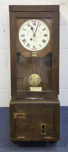 A George V Gledhill-Brook Time Recorders Ltd oak cased clock...