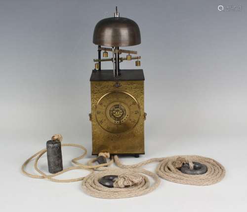 A rare Japanese brass and iron 'yagura dokei' lantern alarm ...