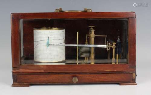 An early to mid-20th century mahogany cased barograph with l...