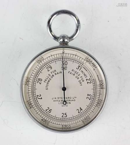 An early 20th century chrome plated pocket barometer altimet...