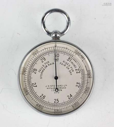 An early 20th century chrome plated pocket barometer altimet...