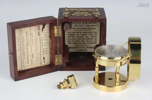 A mid-20th century lacquered gilt brass anemometer