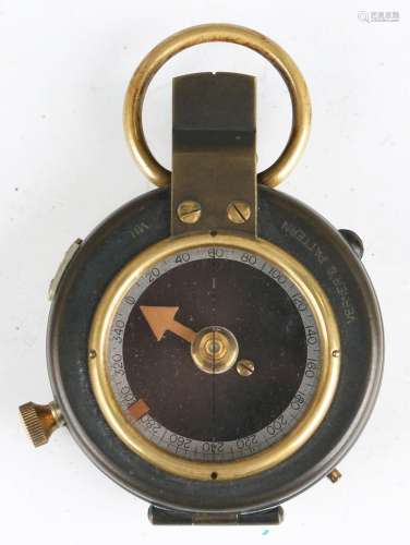 A First World War period oxidized brass cased pocket compass