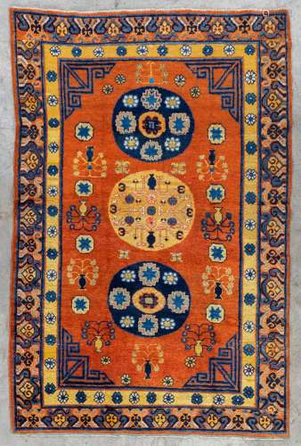 An Oriental hand-made carpet, Turkistan, Samerkand. (L: 178 ...