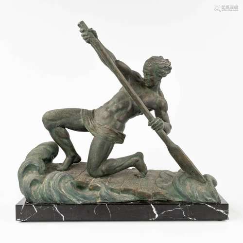 Alexandre OULINE (act.1918-1940) 'Le Rameur' a statue, spelt...