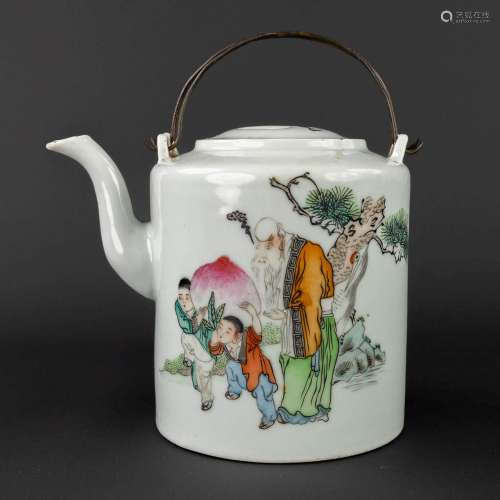 A Chinese teapot with image of an Immortal, children and a p...
