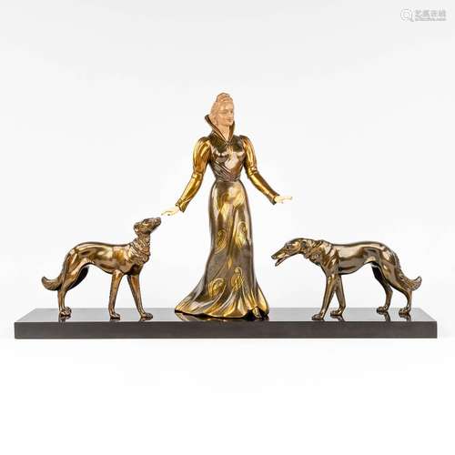 Salvatore MELANI (1902-1934) 'Lady with greyhounds' an art d...