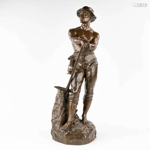 Charles Octave LEVY (1820-1899) 'Mineur' a figurine, patinat...