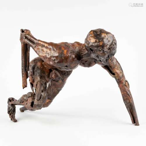 Michel JANSSENS (XX) 'Runner', a figurine, copper, circa 199...