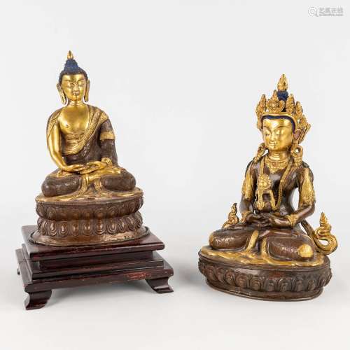 A collection of 2 Goldface Buddha's made of copper and bronz...