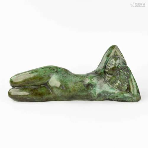 Geo VERBANCK (1881-1961) 'Reclined Nude' a figurine made of ...