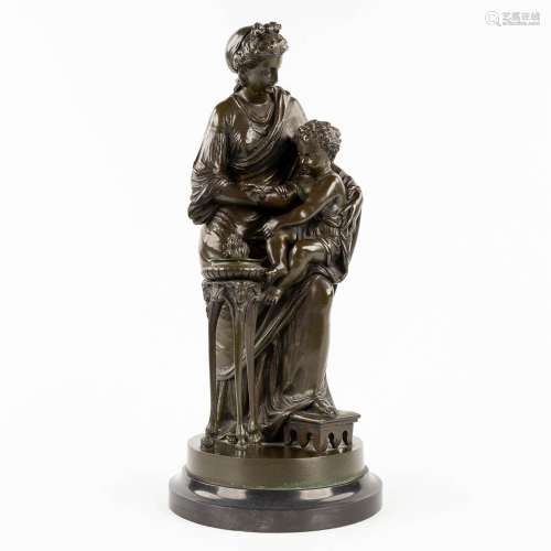 Louis SAUVAGEAU (1822-c.1874) 'Lady with a child', patinated...