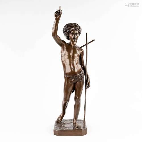 Paul DUBOIS (1829-1905) 'John the Baptist' patinated bronze,...