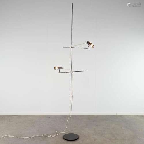 A standing lamp with 2 points of light, acrylic and chromed ...