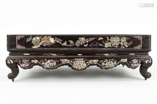 A tray made of Chinese hardwood and decorated with mother of...