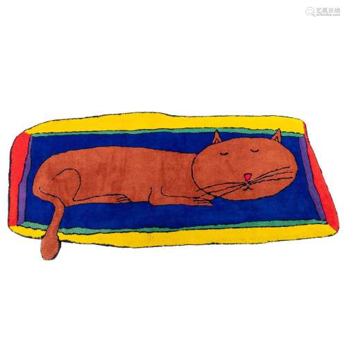 Vera VERMEERSCH (XX-XXI) 'Cat' a carpet. (L: 90 x W: 190 cm)