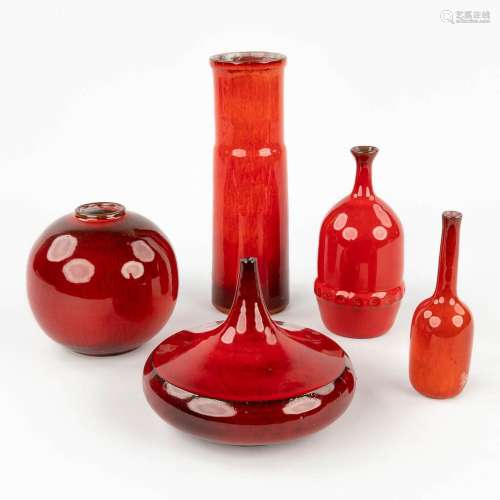 Elisabeth VANDEWEGHE (XX-XXI) Collection of 4 ceramic vases ...