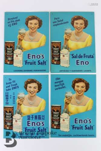 Set of four authentic 'Eno's Fruit Salts' advertising signs