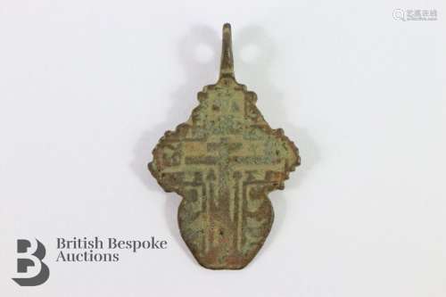 European Middle Ages bronze cross pendant
