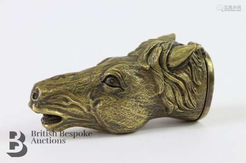 Contemporary brass horse-head vesta case
