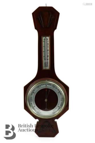 Edwardian oak wheel barometer