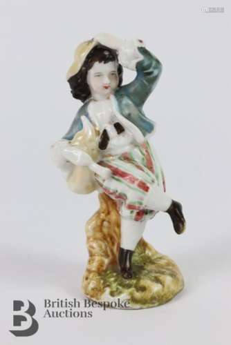 English 18th century porcelain 'Boy with bagpipes' soft-past...