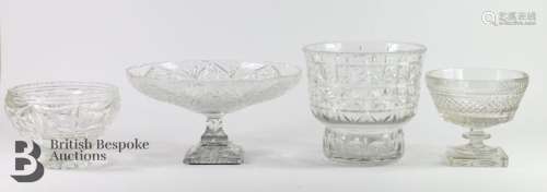 English cut-crystal bowls from various periods including a G...