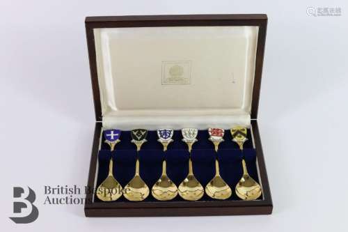 A boxed set of silver commemorative spoons