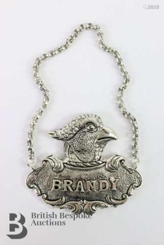 Contemporary silver-plated Brandy label