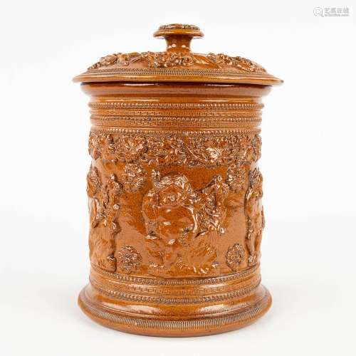 An antique tobacco jar made of grès. 19th century. (H: 25 x ...