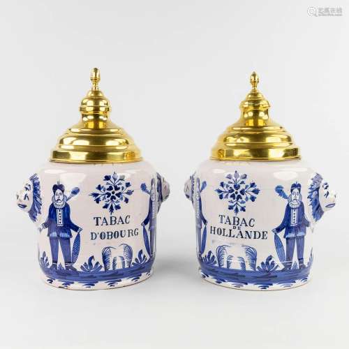 Tabac D'Oubourg, Tabac D'Hollande, a pair of faience tobacco...