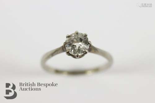 18ct yellow gold and platinum old-cut solitaire diamond ring...