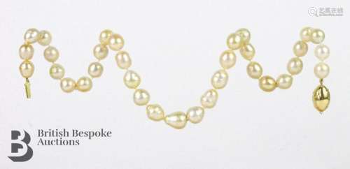 Baroque South Sea pearl necklace. The necklace set with thir...