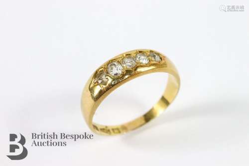 18ct yellow gold five-stone diamond ring