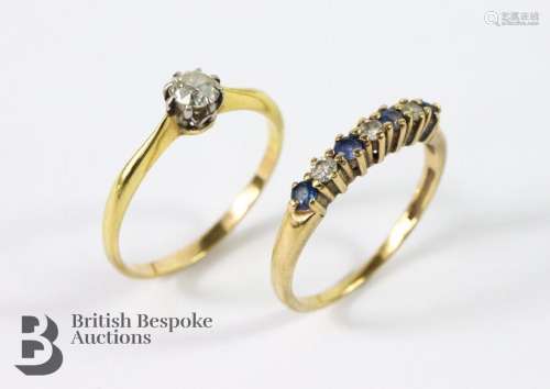9ct gold sapphire and diamond ring size M
