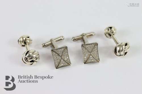 Two pairs of silver cufflinks. The first being a pair of gen...