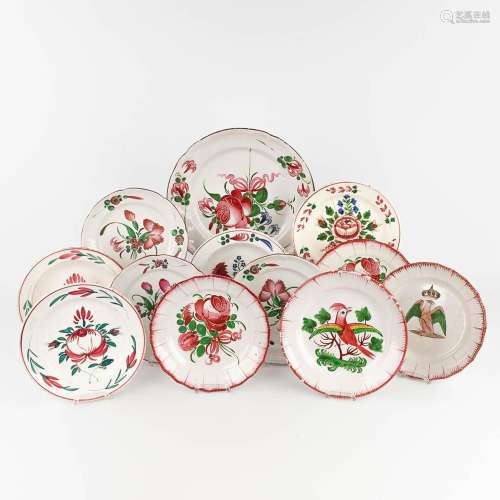 Faience Saint Clément, a collection of 10 plates with hand-p...