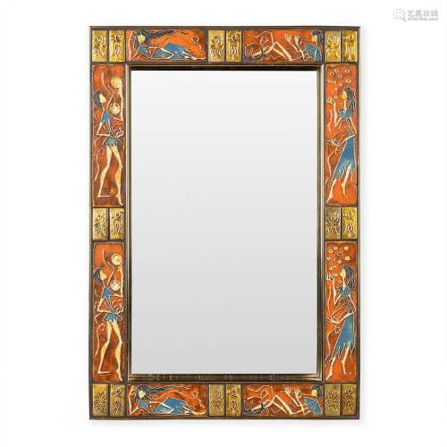 Knitter Duro, a mid-century mirror with ceramic tiles. (W: 4...