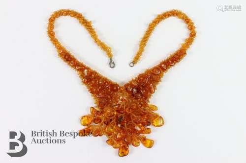 Natural amber drop necklace