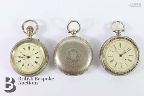 Silver cased decimal chronograph pocket watch