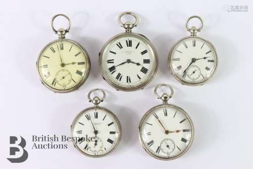 Silver open-faced pocket watch. The watch movement stamped C...