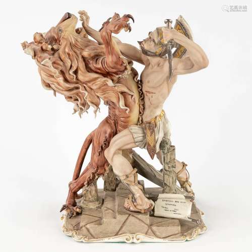 Tiziano GALLI (1908-1986) 'Spartacus and the lion', porcelai...