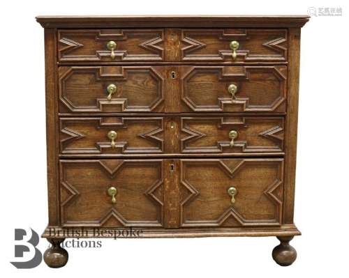 Oak Jacobean oak chest of drawers