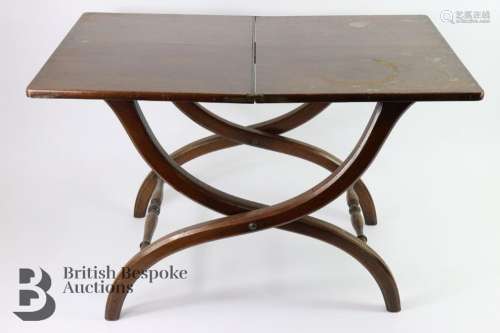 Victorian mahogany x-frame folding table