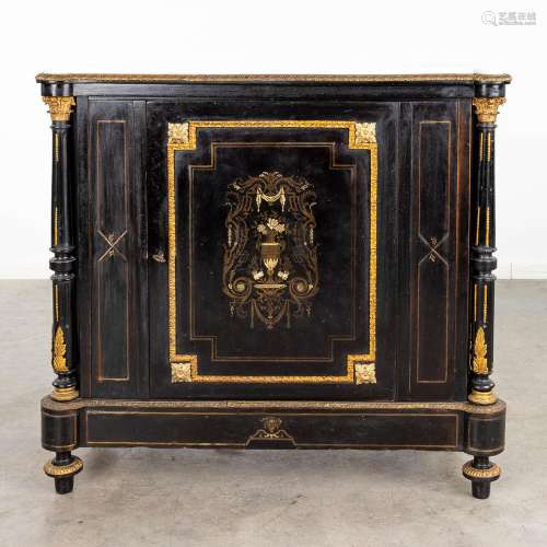 An antique cabinet with metal marquetry inlay, Napoleon 3 pe...