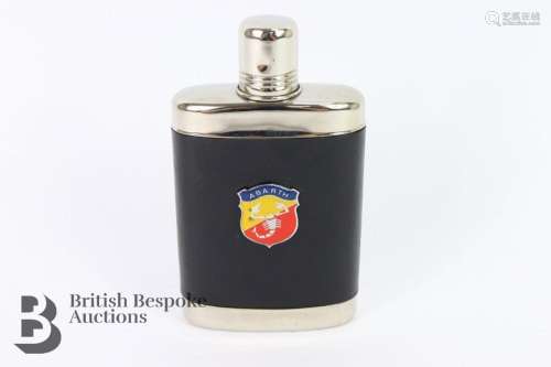 Black leather covered travelling motoring drinks flask for t...