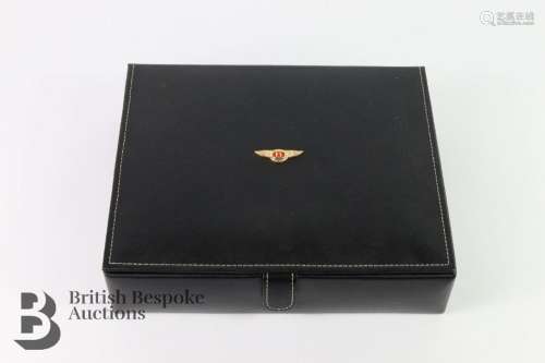Black leather travelling and motoring jewellery box