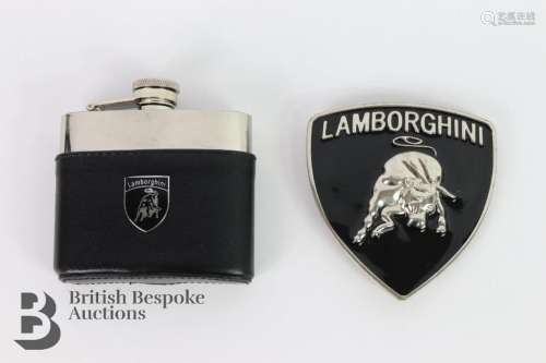 Lamborghini black enamelled and nickel-plated shield shaped ...