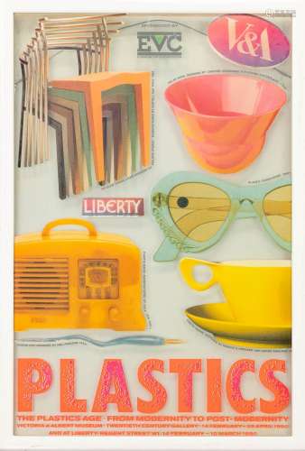 A mid-century advertising panel 'Plastics', probably made fo...