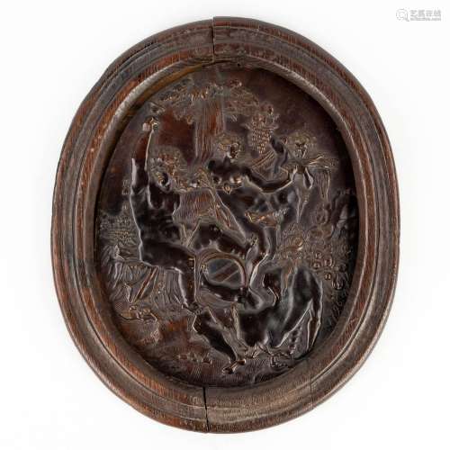 A plaque made of bronze with images of Bacchus and Bachantes...